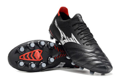 Men's Mizuno Morelia Neo 4 FG Football Boots - Black/Crimson Red/Steel Gray