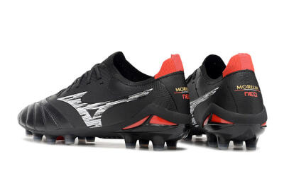 Men's Mizuno Morelia Neo 4 FG Football Boots - Black/Crimson Red/Steel Gray