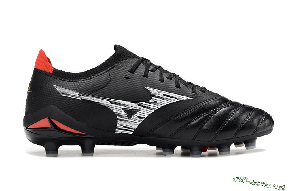Men's Mizuno Morelia Neo 4 FG Football Boots - Black/Crimson Red/Steel Gray 5