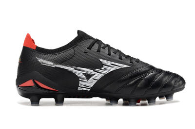 Men's Mizuno Morelia Neo 4 FG Football Boots - Black/Crimson Red/Steel Gray
