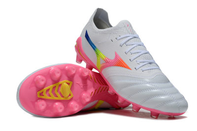 Men's Mizuno Morelia Neo 4 FG Football Boots - White/Vibrant Pink/Neon Yellow