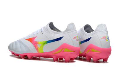 Men's Mizuno Morelia Neo 4 FG Football Boots - White/Vibrant Pink/Neon Yellow