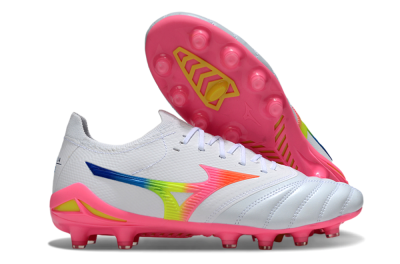 Men's Mizuno Morelia Neo 4 FG Football Boots - White/Vibrant Pink/Neon Yellow