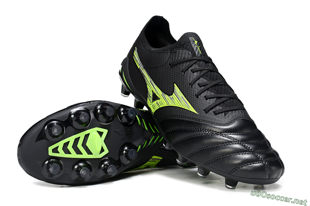 Men's Mizuno Morelia Neo 4 FG Football Boots - Black/Vibrant Green/Neon Yellow 1