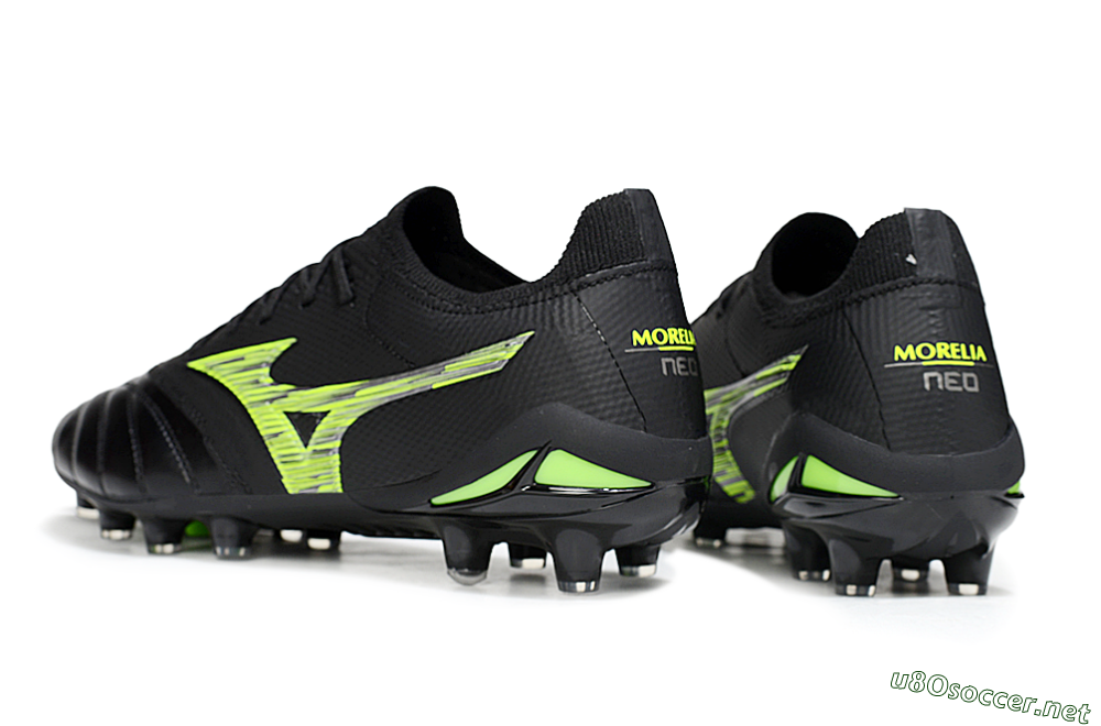 Men's Mizuno Morelia Neo 4 FG Football Boots - Black/Vibrant Green/Neon Yellow 4