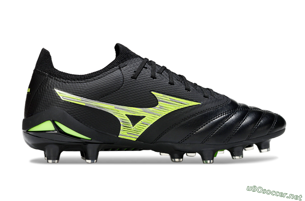 Men's Mizuno Morelia Neo 4 FG Football Boots - Black/Vibrant Green/Neon Yellow 5