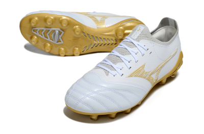 Men's Mizuno Morelia Neo 4 FG Football Boots - White/Golden Accent/Classic White