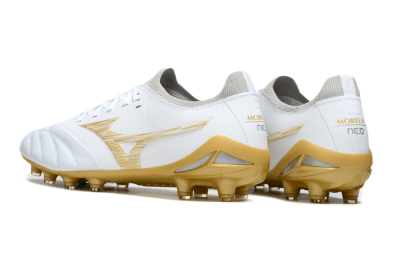 Men's Mizuno Morelia Neo 4 FG Football Boots - White/Golden Accent/Classic White