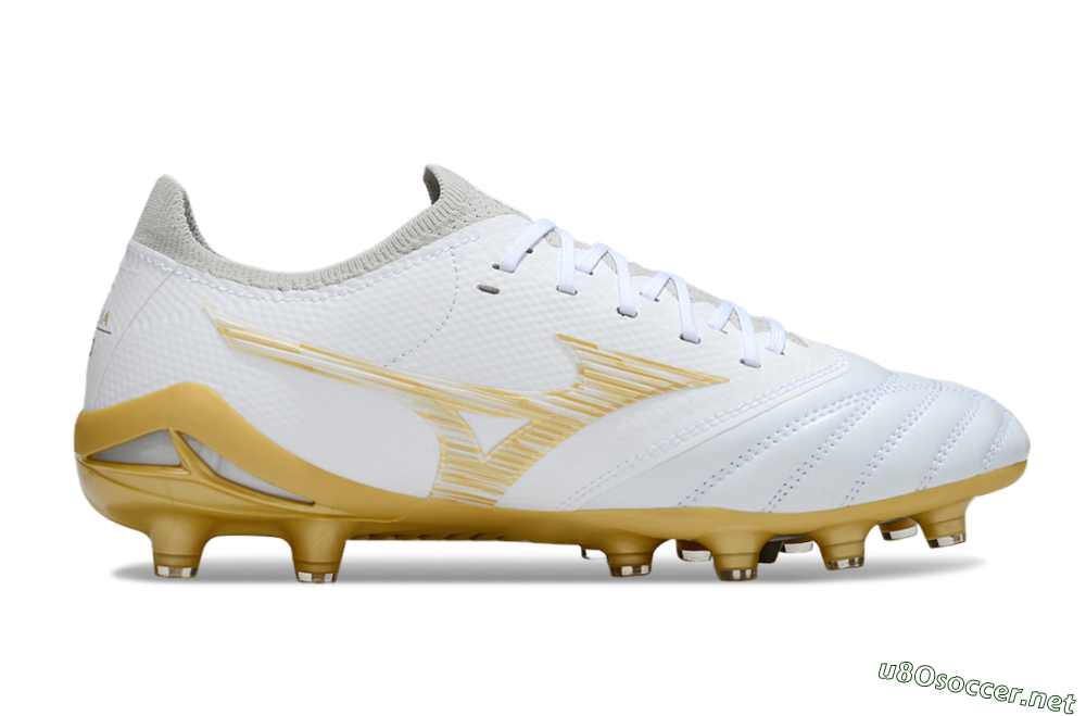 Men's Mizuno Morelia Neo 4 FG Football Boots - White/Golden Accent/Classic White 5
