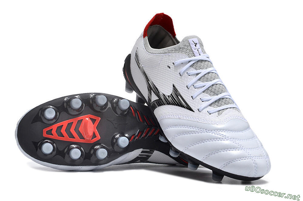 Men's Mizuno Morelia Neo 4 FG Football Boots - White/Scarlet/Silver 1