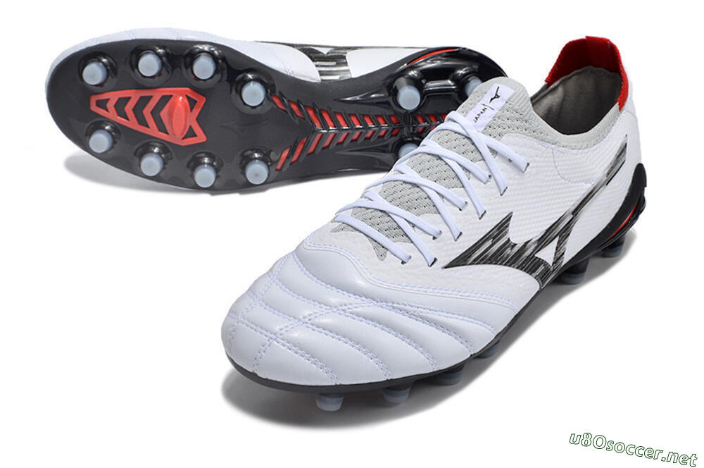 Men's Mizuno Morelia Neo 4 FG Football Boots - White/Scarlet/Silver 3
