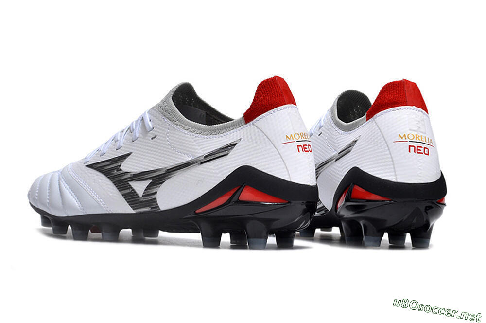 Men's Mizuno Morelia Neo 4 FG Football Boots - White/Scarlet/Silver 4