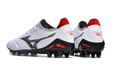 Men's Mizuno Morelia Neo 4 FG Football Boots - White/Scarlet/Silver