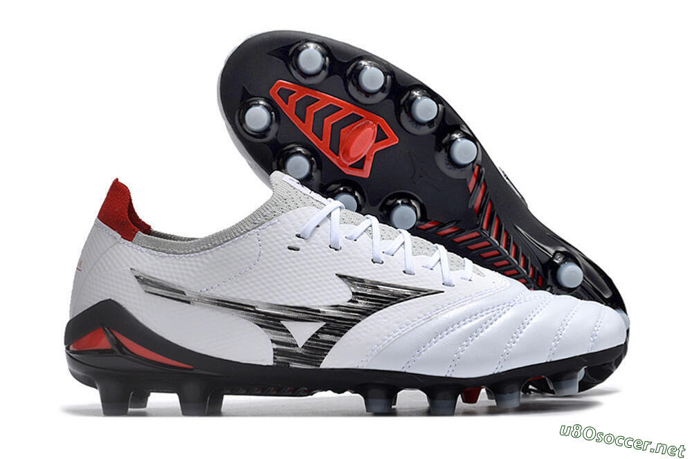 Men's Mizuno Morelia Neo 4 FG Football Boots - White/Scarlet/Silver 2