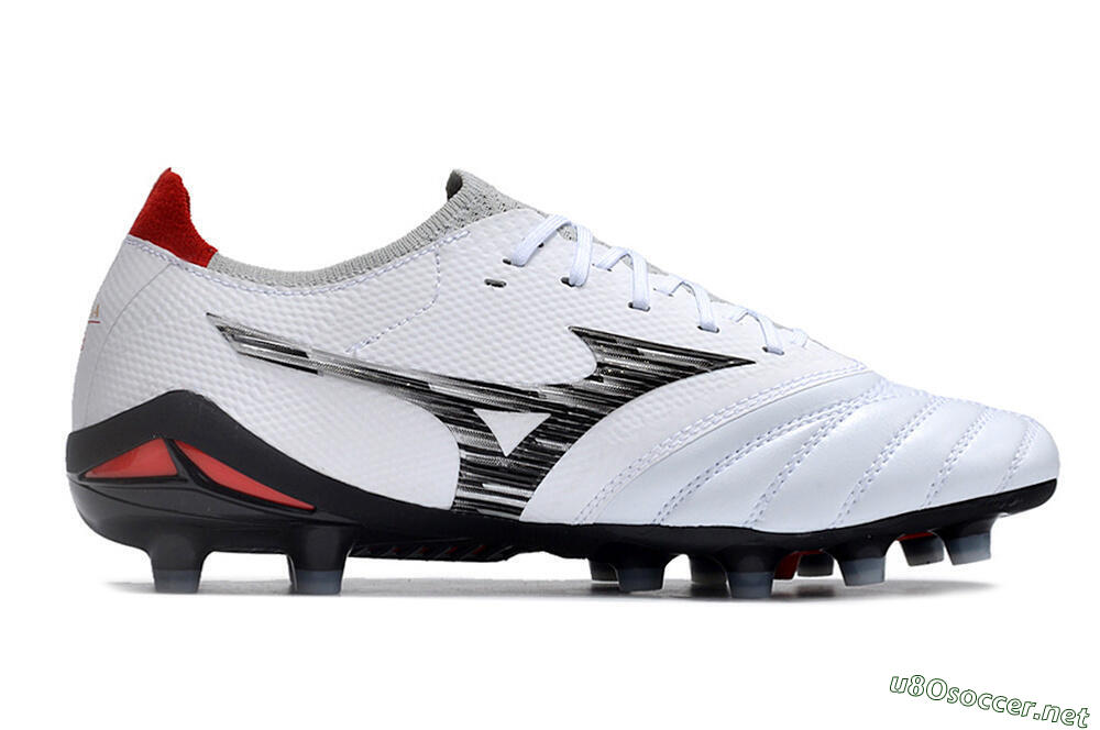 Men's Mizuno Morelia Neo 4 FG Football Boots - White/Scarlet/Silver 5