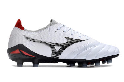 Men's Mizuno Morelia Neo 4 FG Football Boots - White/Scarlet/Silver
