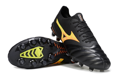Men's Mizuno Morelia Neo 4 FG Football Boots - Black/Bright Yellow/Fiery Orange