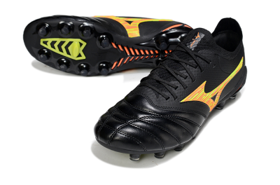 Men's Mizuno Morelia Neo 4 FG Football Boots - Black/Bright Yellow/Fiery Orange