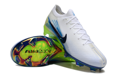Unisex Nike Air Zoom Mercurial Vapor 16 Elite FG Football Boots - White/Electric Green/Deep Blue