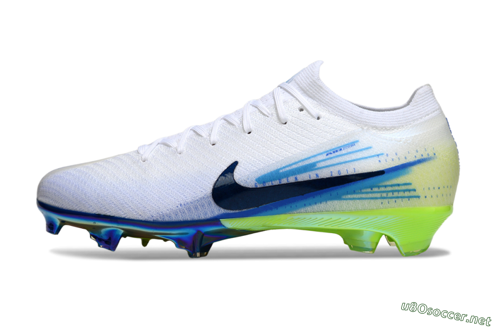 Unisex Nike Air Zoom Mercurial Vapor 16 Elite FG Football Boots - White/Electric Green/Deep Blue 0