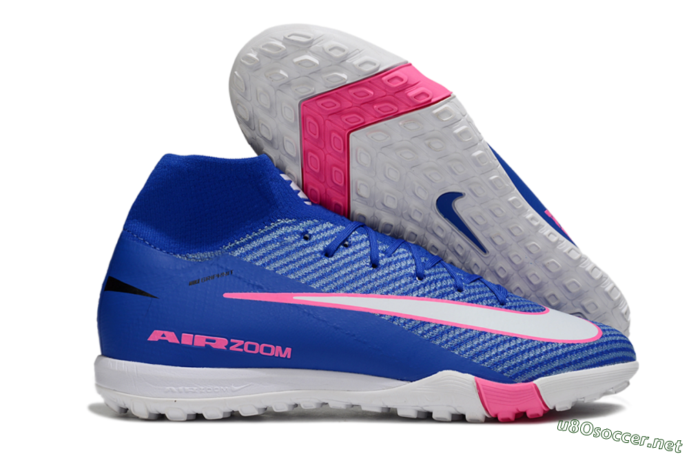 Unisex Nike Air Zoom Mercurial Superfly 10 Elite TF Football Shoes - Blue/Electric Pink/White 2