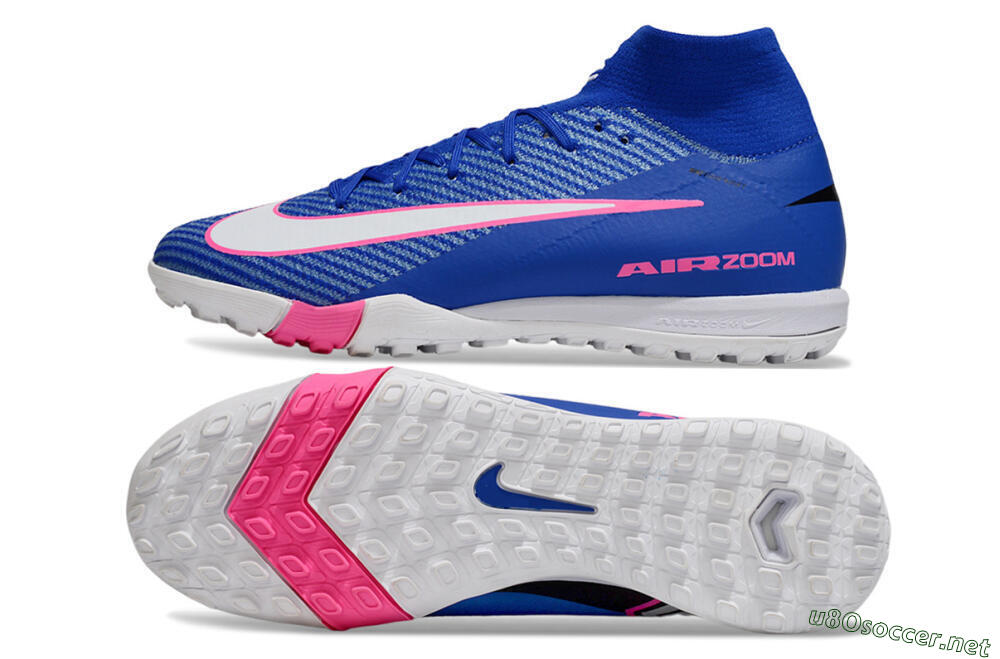 Unisex Nike Air Zoom Mercurial Superfly 10 Elite TF Football Shoes - Blue/Electric Pink/White 1