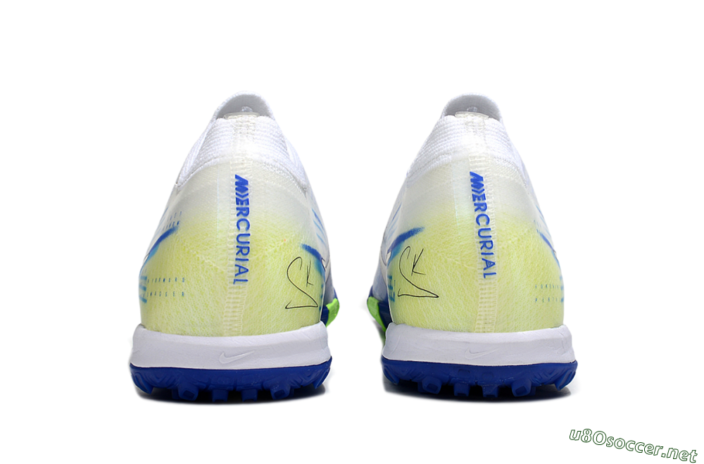 Unisex Nike Air Zoom Mercurial Vapor 16 Elite TF Football Shoes - White/Electric Blue/Lime Green 5