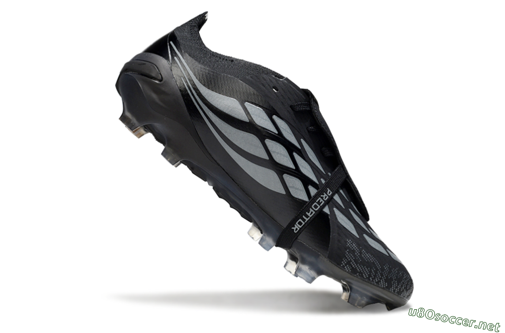 Men's Adidas Predator 26 Elite Fold-Over Tongue FG Football Boots - Black/Dark Shadow/Steel Gray 4