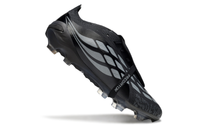 Men's Adidas Predator 26 Elite Fold-Over Tongue FG Football Boots - Black/Dark Shadow/Steel Gray