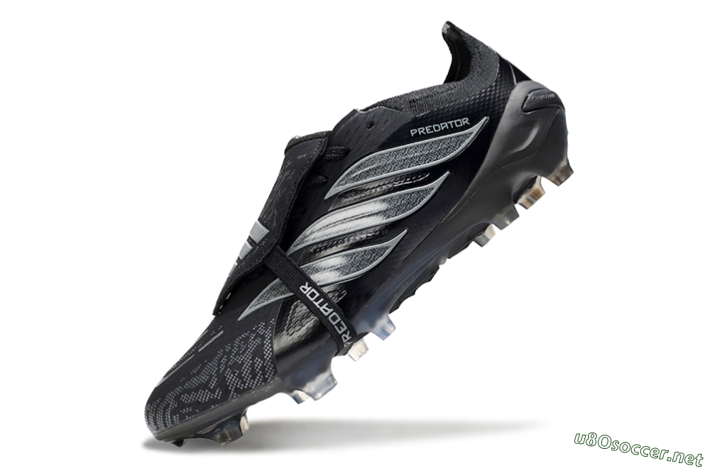 Men's Adidas Predator 26 Elite Fold-Over Tongue FG Football Boots - Black/Dark Shadow/Steel Gray 5