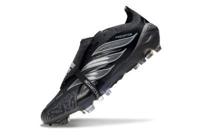 Men's Adidas Predator 26 Elite Fold-Over Tongue FG Football Boots - Black/Dark Shadow/Steel Gray