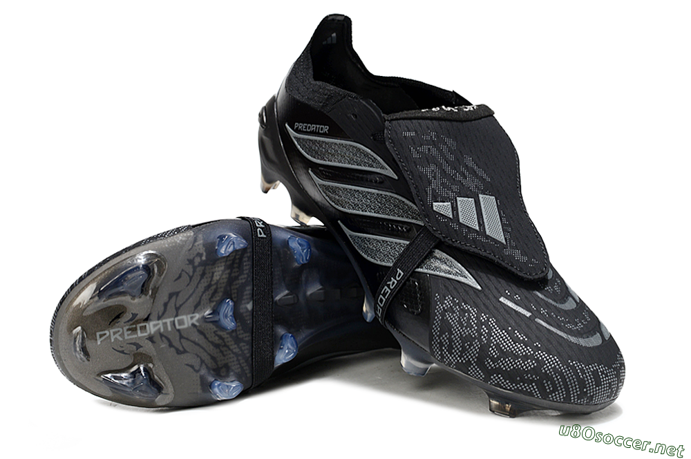 Men's Adidas Predator 26 Elite Fold-Over Tongue FG Football Boots - Black/Dark Shadow/Steel Gray 3