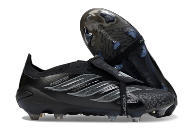 Men's Adidas Predator 26 Elite Fold-Over Tongue FG Football Boots - Black/Dark Shadow/Steel Gray