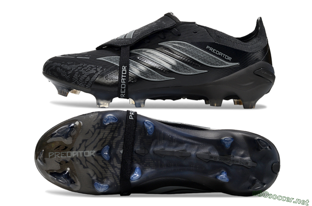 Men's Adidas Predator 26 Elite Fold-Over Tongue FG Football Boots - Black/Dark Shadow/Steel Gray 1