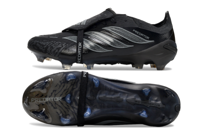 Men's Adidas Predator 26 Elite Fold-Over Tongue FG Football Boots - Black/Dark Shadow/Steel Gray