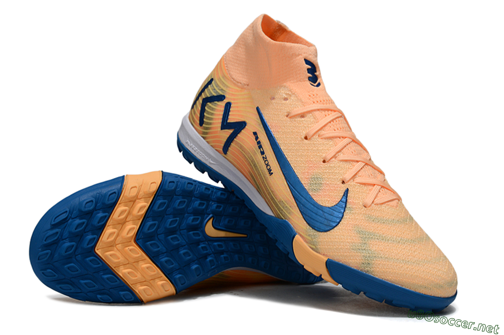 Unisex KM x Nike Air Zoom Mercurial Superfly 10 Elite TF Football Shoes - Orange/Tropical Sunrise/Navy Blue 3