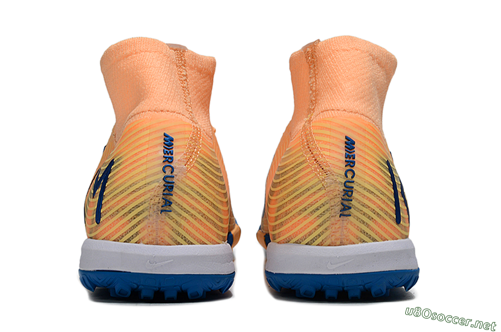 Unisex KM x Nike Air Zoom Mercurial Superfly 10 Elite TF Football Shoes - Orange/Tropical Sunrise/Navy Blue 5