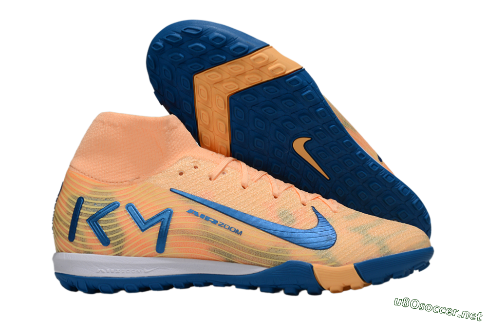 Unisex KM x Nike Air Zoom Mercurial Superfly 10 Elite TF Football Shoes - Orange/Tropical Sunrise/Navy Blue 2