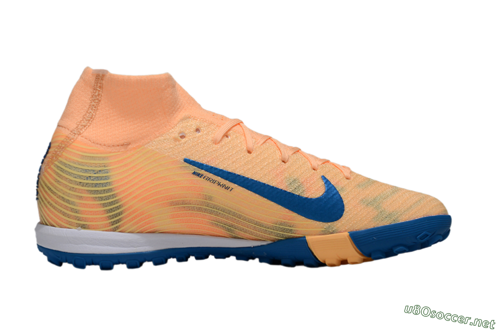 Unisex KM x Nike Air Zoom Mercurial Superfly 10 Elite TF Football Shoes - Orange/Tropical Sunrise/Navy Blue 7