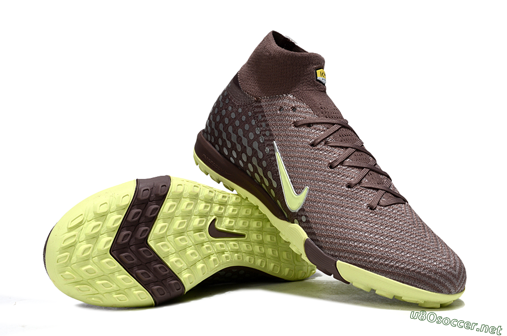 Unisex Nike Air Zoom Mercurial Superfly 10 Elite TF Football Shoes - Brown/Lime Green/Slate Grey 3