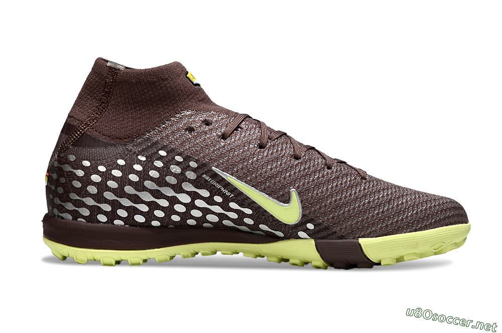 Unisex Nike Air Zoom Mercurial Superfly 10 Elite TF Football Shoes - Brown/Lime Green/Slate Grey 7