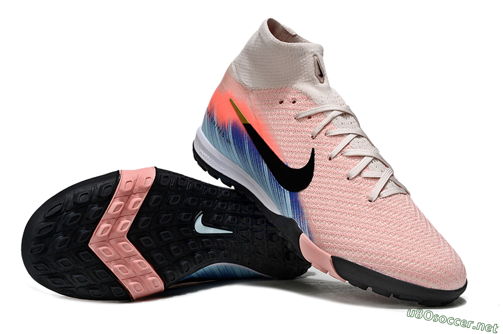 Unisex Nike Air Zoom Mercurial Superfly 10 Elite TF Football Shoes - Pink/Coral Breeze/Faded Blue 3