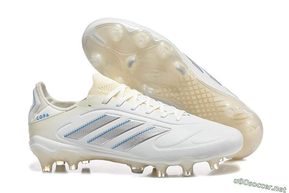 Men's Adidas Copa Pure 2 FG Football Boots - White/Light Gray/Blue 2