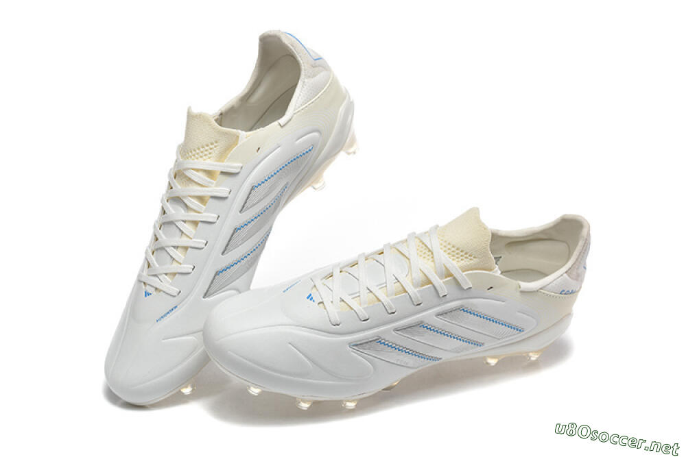 Men's Adidas Copa Pure 2 FG Football Boots - White/Light Gray/Blue 6