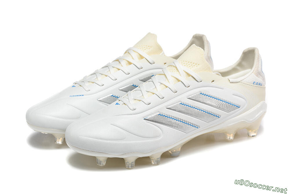 Men's Adidas Copa Pure 2 FG Football Boots - White/Light Gray/Blue 5
