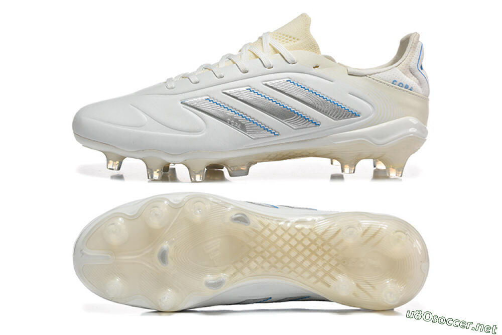 Men's Adidas Copa Pure 2 FG Football Boots - White/Light Gray/Blue 1