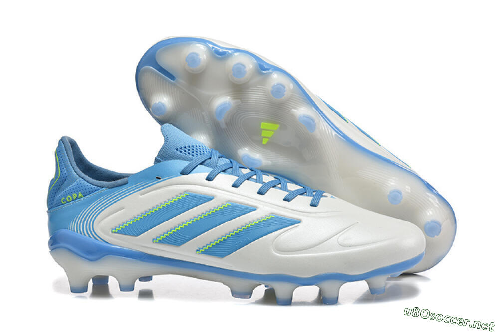 Men's Adidas Copa Pure 2 FG Football Boots - White/Sky Blue/Neon Green 2