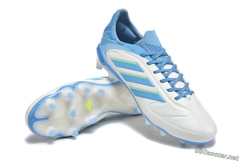 Men's Adidas Copa Pure 2 FG Football Boots - White/Sky Blue/Neon Green 4