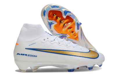 Unisex Nike Air Zoom Mercurial Superfly 10 Elite FG Football Boots - White/Metallic Gold/Blue