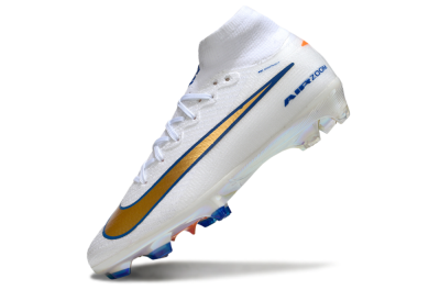 Unisex Nike Air Zoom Mercurial Superfly 10 Elite FG Football Boots - White/Metallic Gold/Blue
